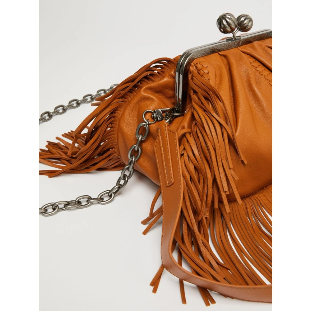 Max Mara Weekend Iconische Pasticcino Leren Tas met Franjes Brown Dames
