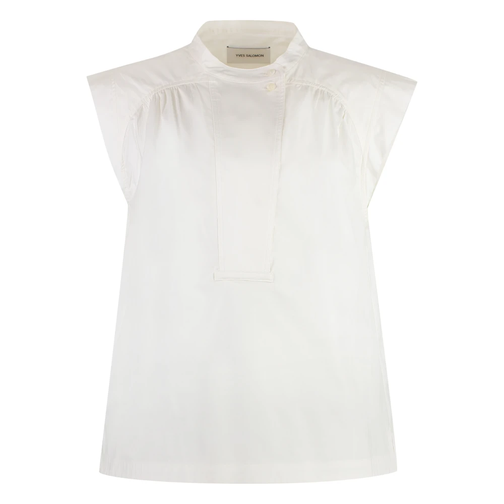 Yves Salomon Katoenen Poplin Top met Zijsplitten White Dames