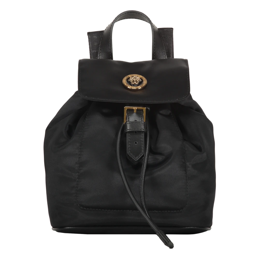 Versace Nylon ryggsäck med läderdetaljer Black, Dam