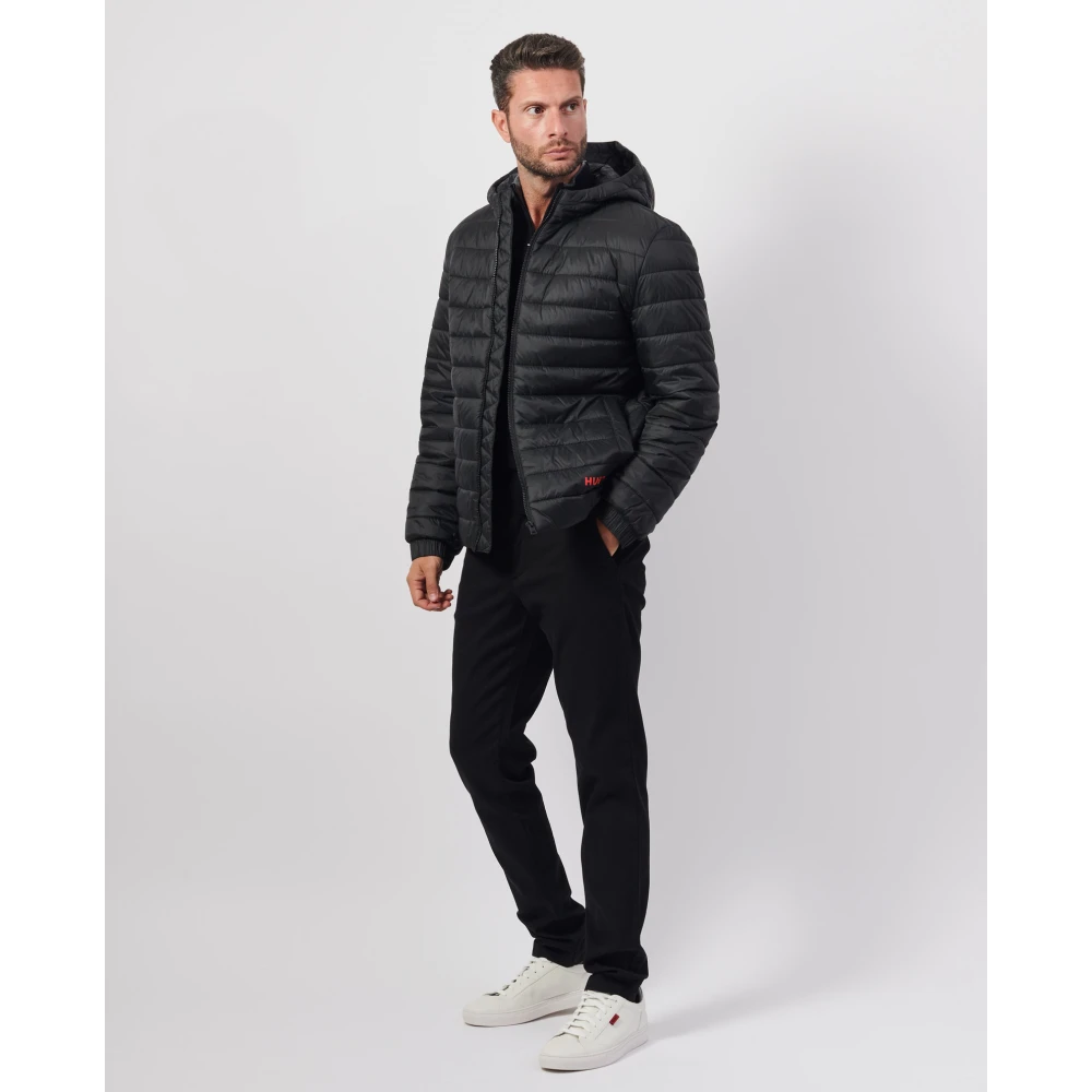 Hugo Boss Zwarte Piumino Brent Jas met Capuchon Black Heren