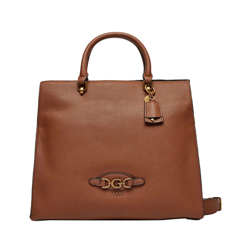 Guess Bruine leren handtas met gouden details Brown Dames