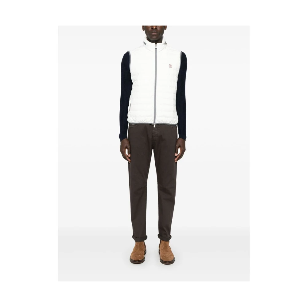 BRUNELLO CUCINELLI Mouwloos Met Capuchon Rits Buitenkleding Vest White Heren
