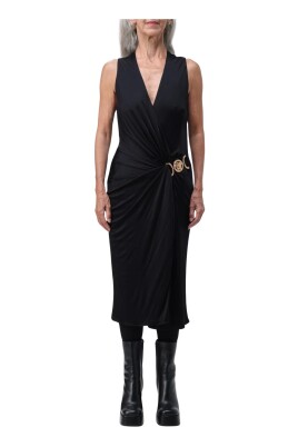robe-midi-drapee-noire