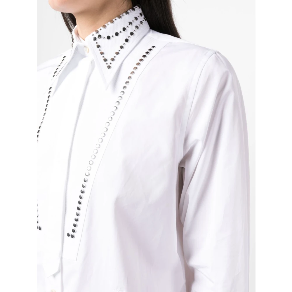 Wales Bonner Witte Katoenen Overhemdjurk met Studs White Dames