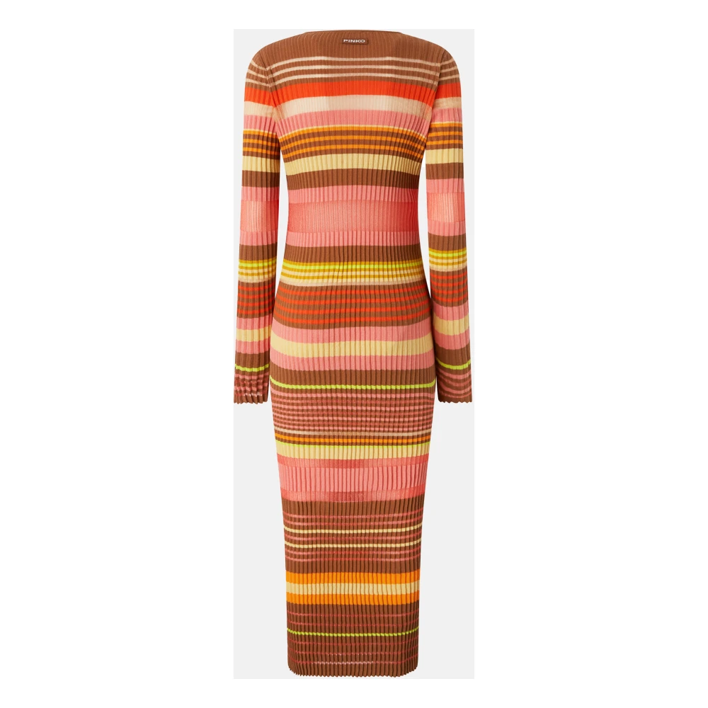 pinko Regenboog Ribben Linnen Jurk Multicolor Dames