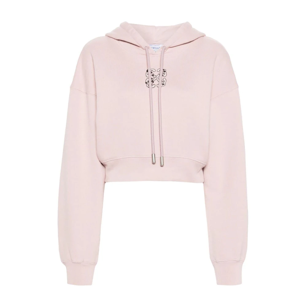 Off White Bling Leaves S Arrow Cropped Hoodie Pink Dames
