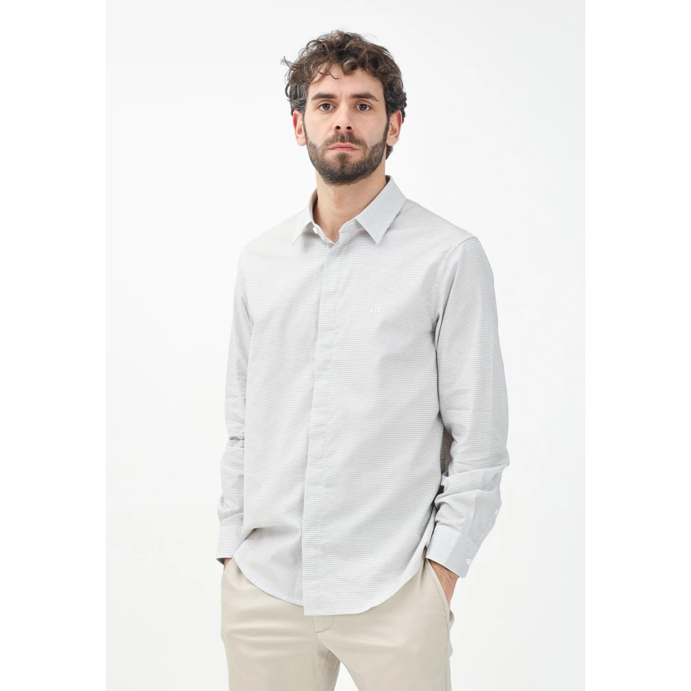 Armani Exchange Gestreept overhemd met lange mouwen Gray Heren