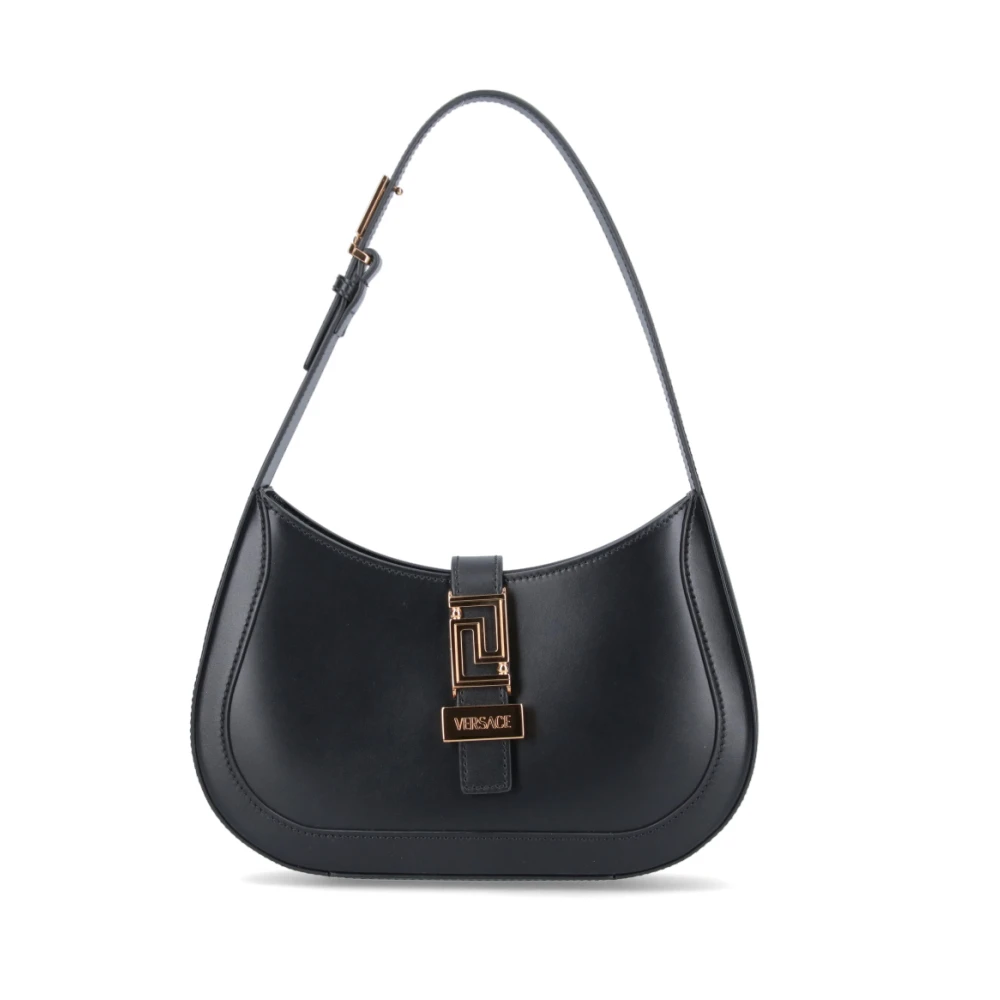 Versace Zwarte Hobo Tas met Verstelbare Schouderband Black Dames