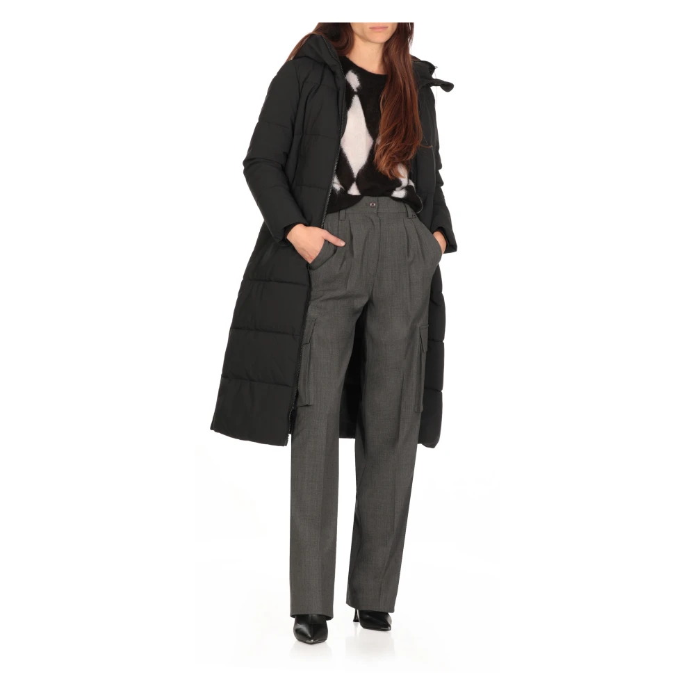 Save The Duck Zwarte Gewatteerde Hoodiejas Black Dames