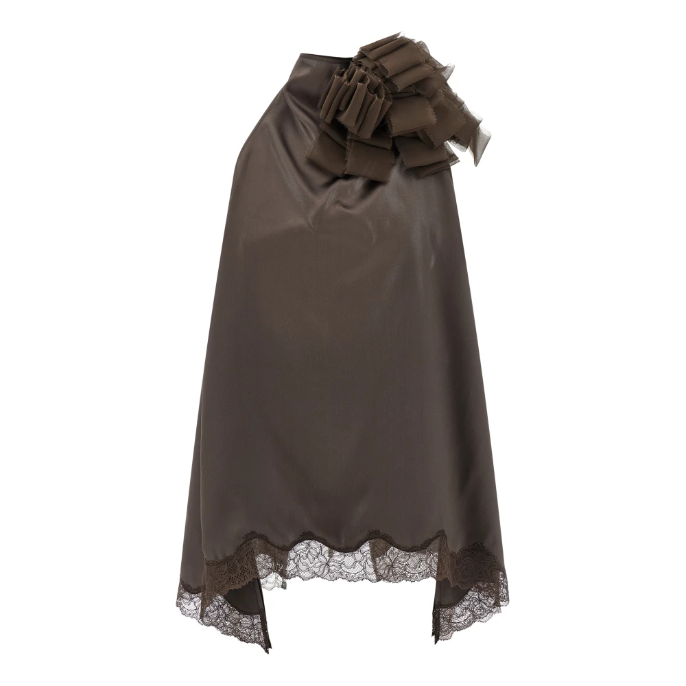 Magda Butrym Women's Brown Sleeveless Tops, Xs, Blouse 01 Silk Satin Top
