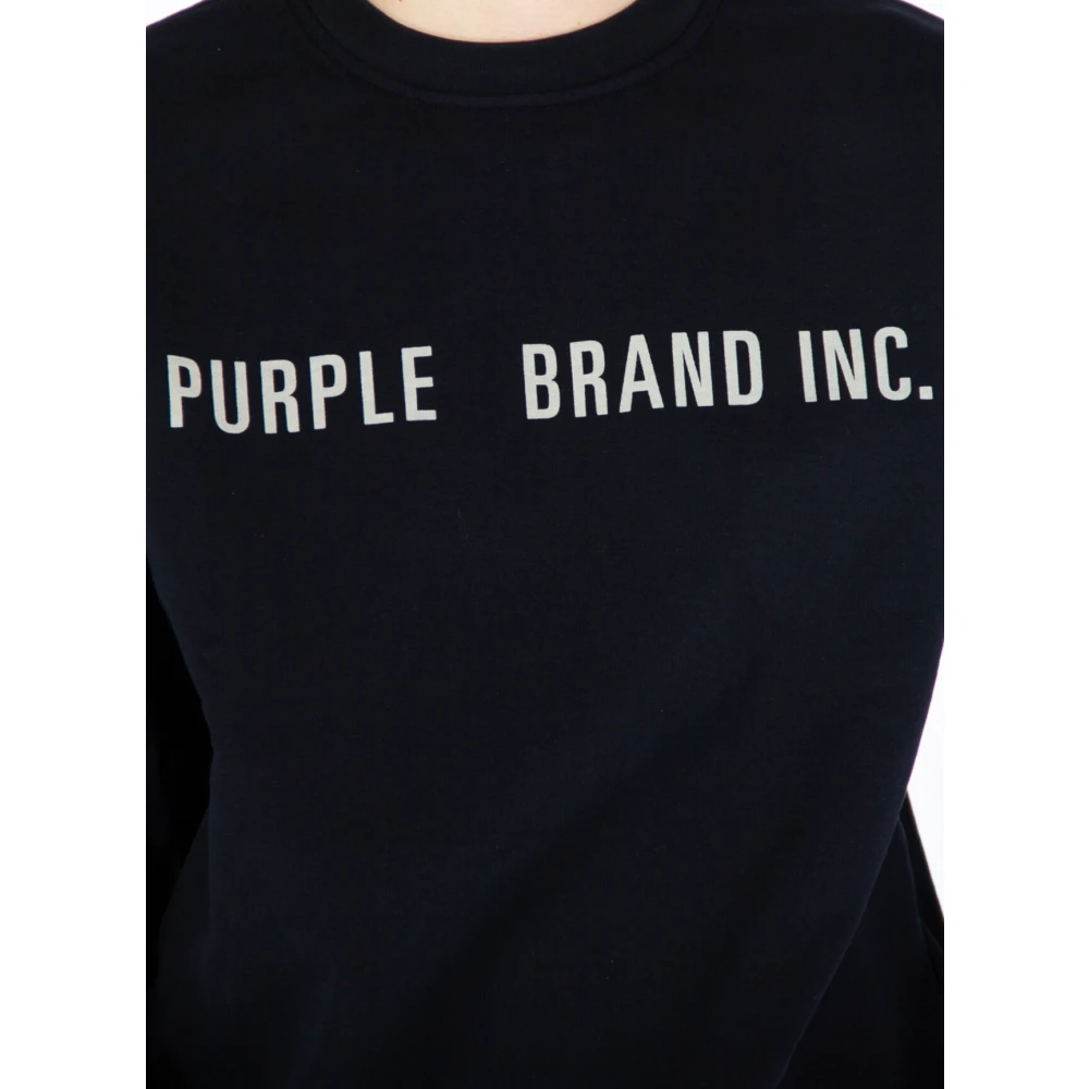Purple Brand Mannen Crewneck Sweatshirt met Letterprint Black Heren