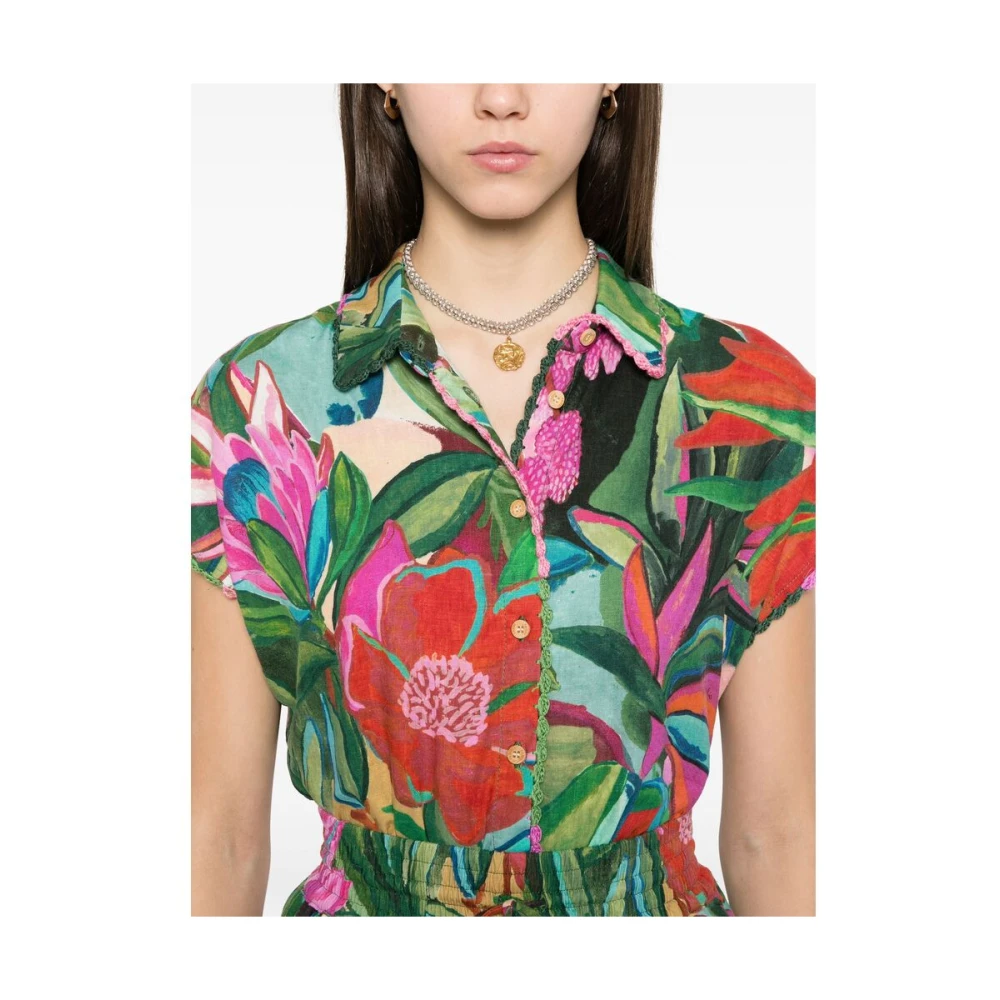 Farm Rio Groene Asperge Knoopshirt Multicolor Dames