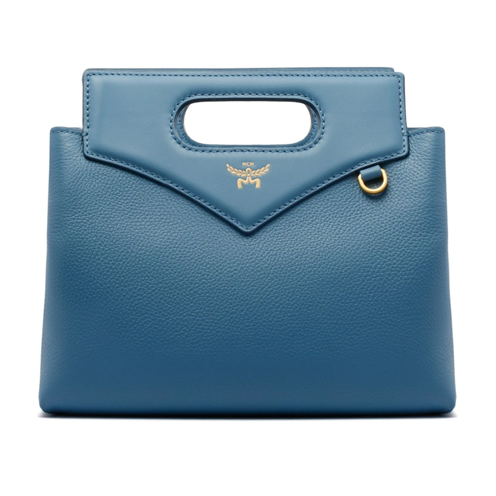 Mcm Blue Soft Leather Crossbody Bag With Diamond Pattern - Female - Handbags - One Size - Bags
