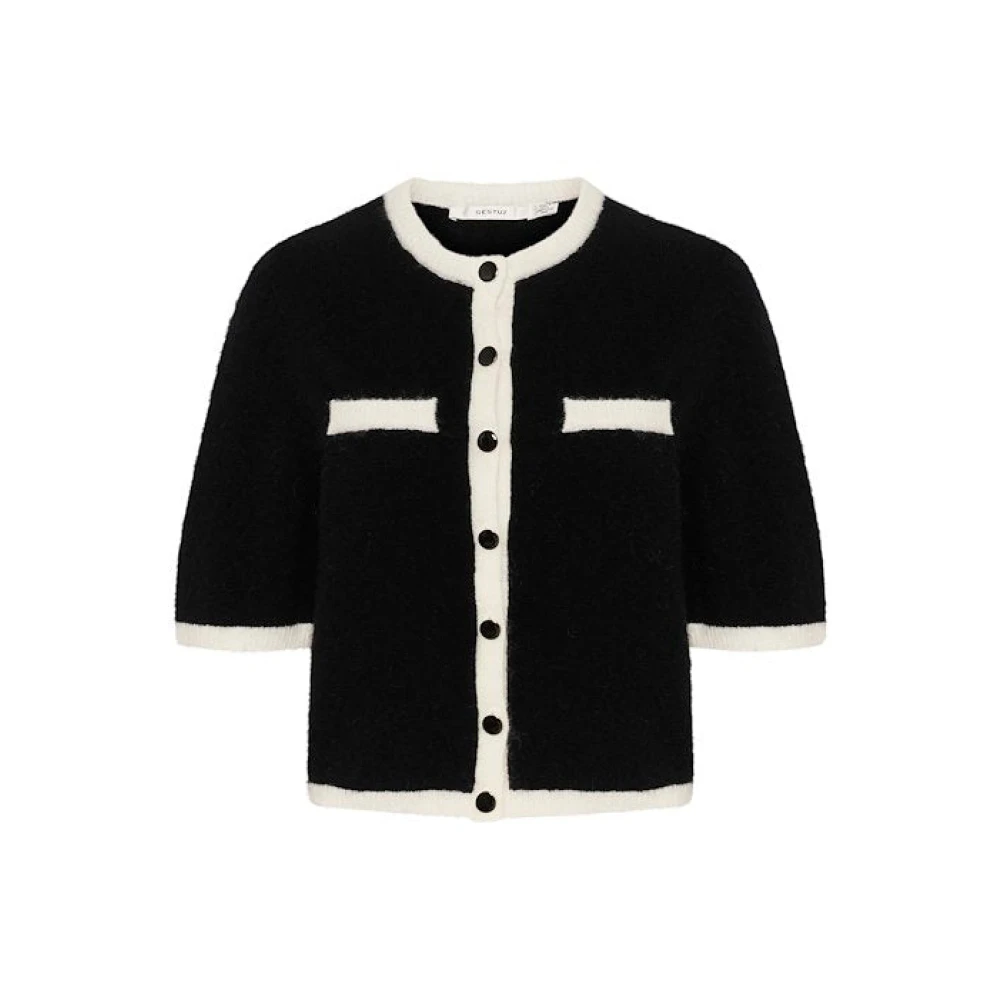 Gestuz Contrast Cardigan Black, Dam