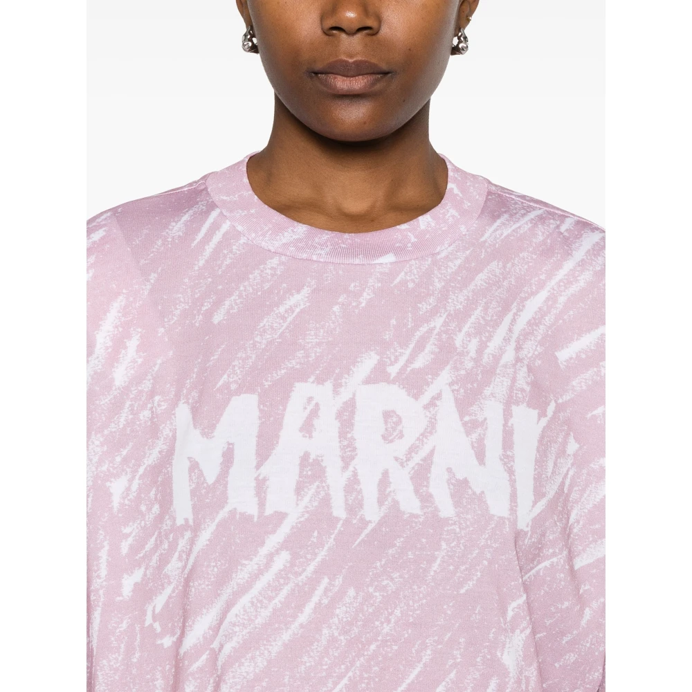 Marni Roze Scribble Logo T-shirt Pink Dames