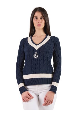 womenand-39-s-blue-cotton-v-neck-sweater