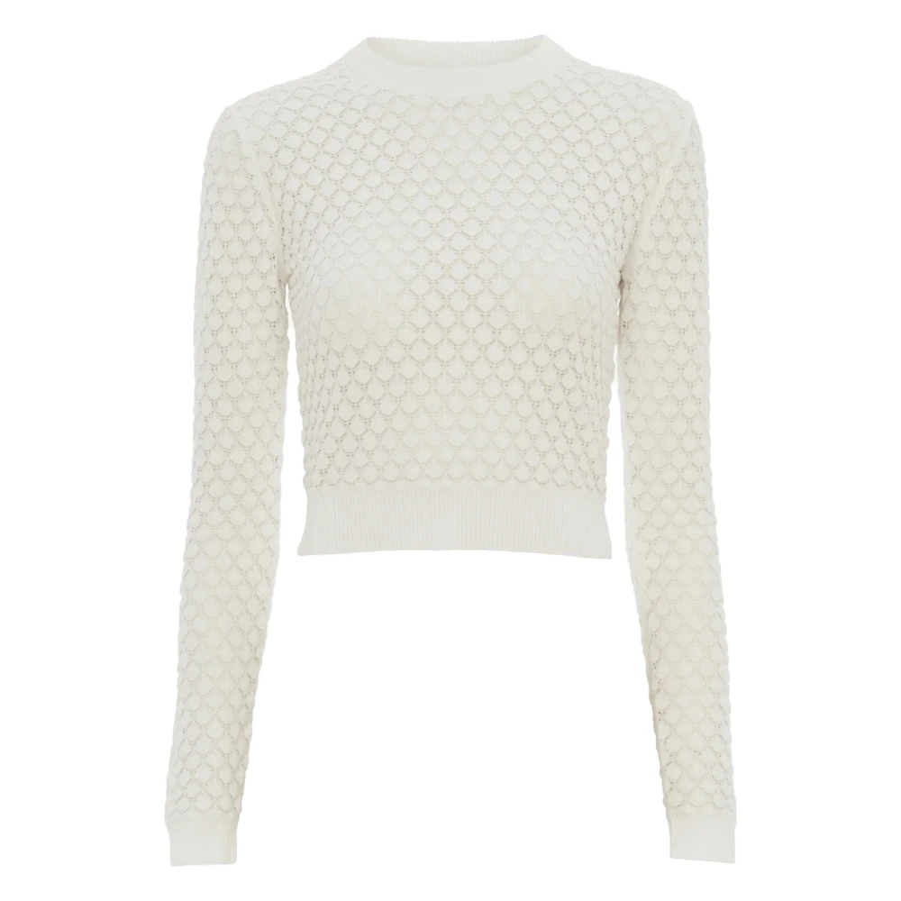 Chloé Vit Crewneck Silk Bomull Tröja White, Dam