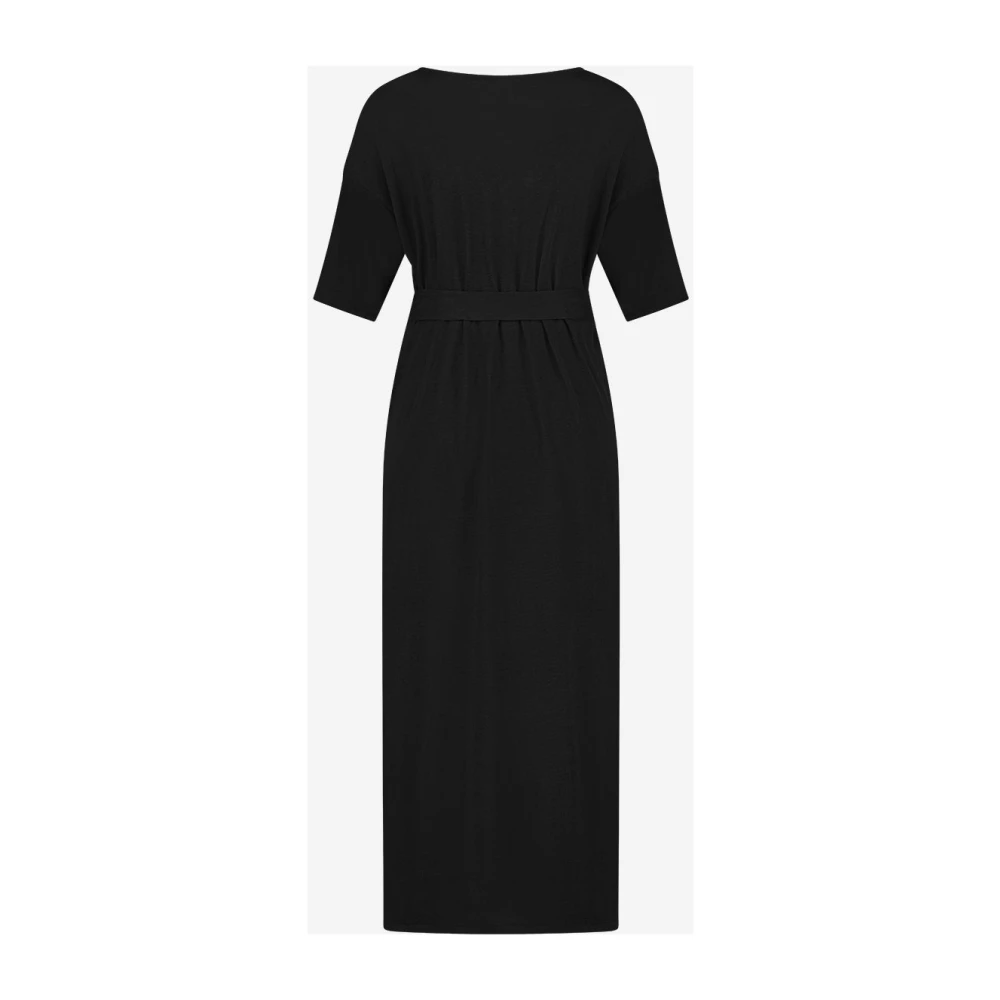 Jane Lushka Lang Gebreide Zwarte Jurk Black Dames
