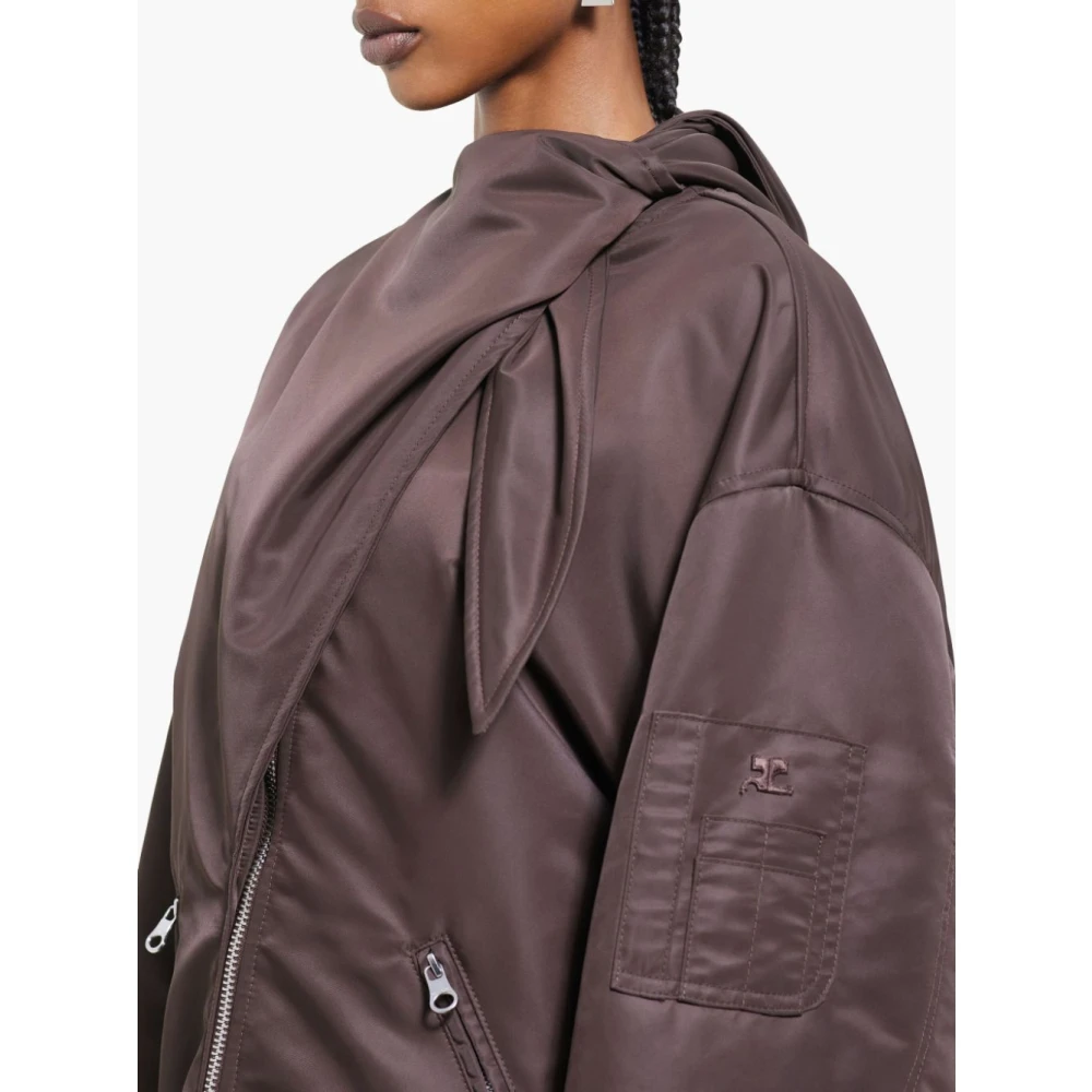 Courrèges Bruine Oversized Strik Detail Jas Brown Dames