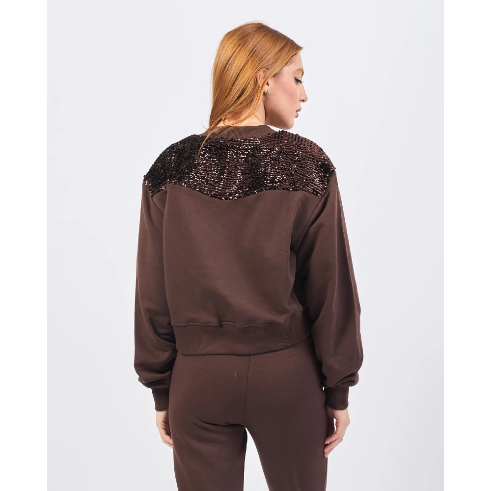 Jijil Korte V-hals sweatshirt met uniek ontwerp Red Dames