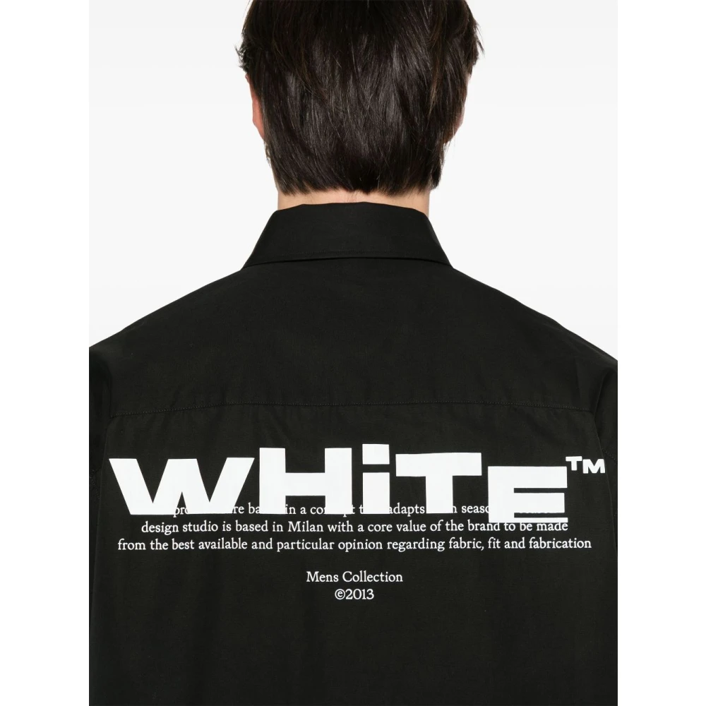 Off White Zwart en wit overhemd voor mannen Black Heren
