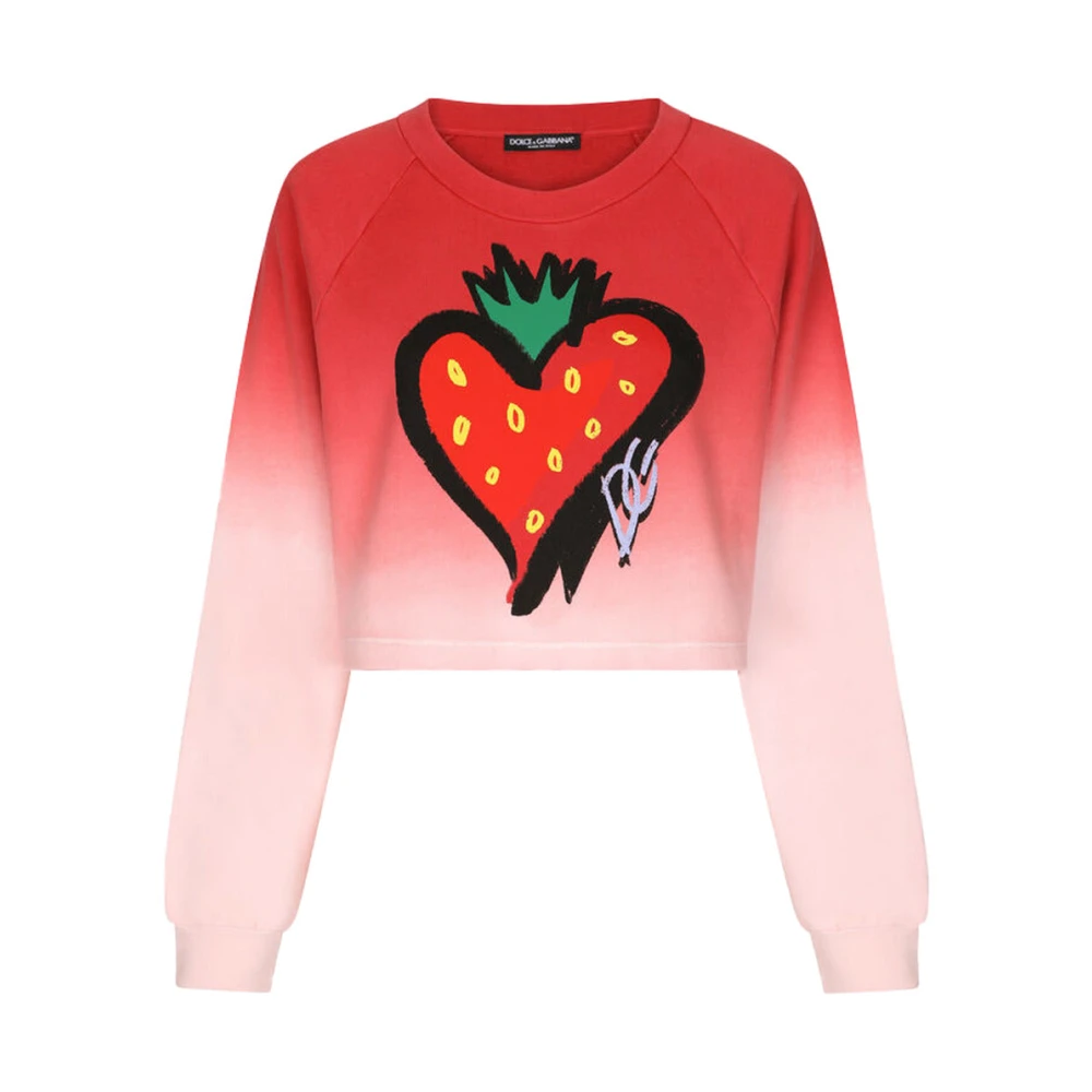 Dolce & Gabbana Aardbeienprint Sweatshirt met Lange Mouwen Multicolor Dames