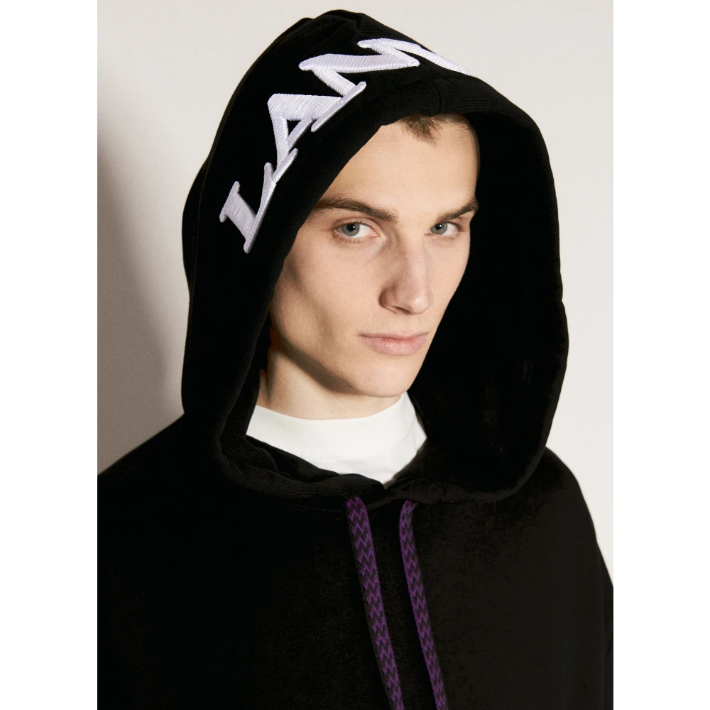 Lanvin Hoodie met logo borduursel Black Heren