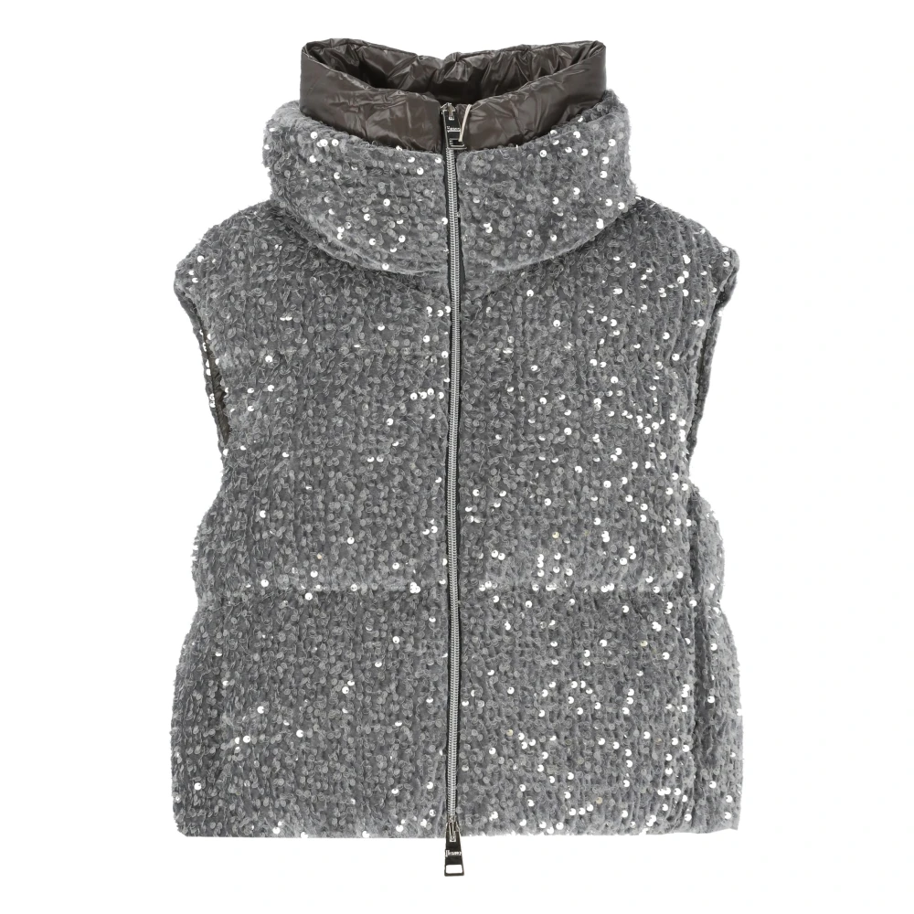 Herno Gewatteerde vest met pailletten Gray Dames