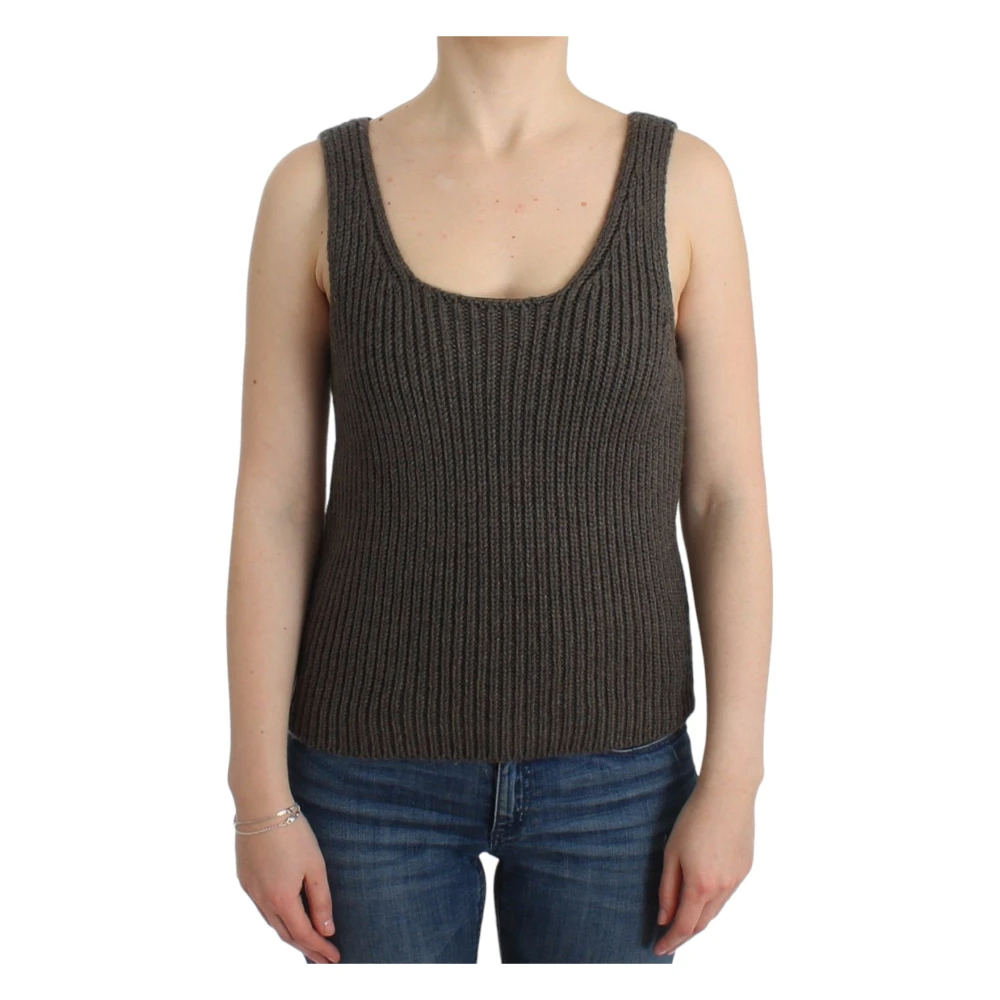 Ermanno Scervino Gray Knit Top - Female - Sleeveless Tops - Xs - Tops