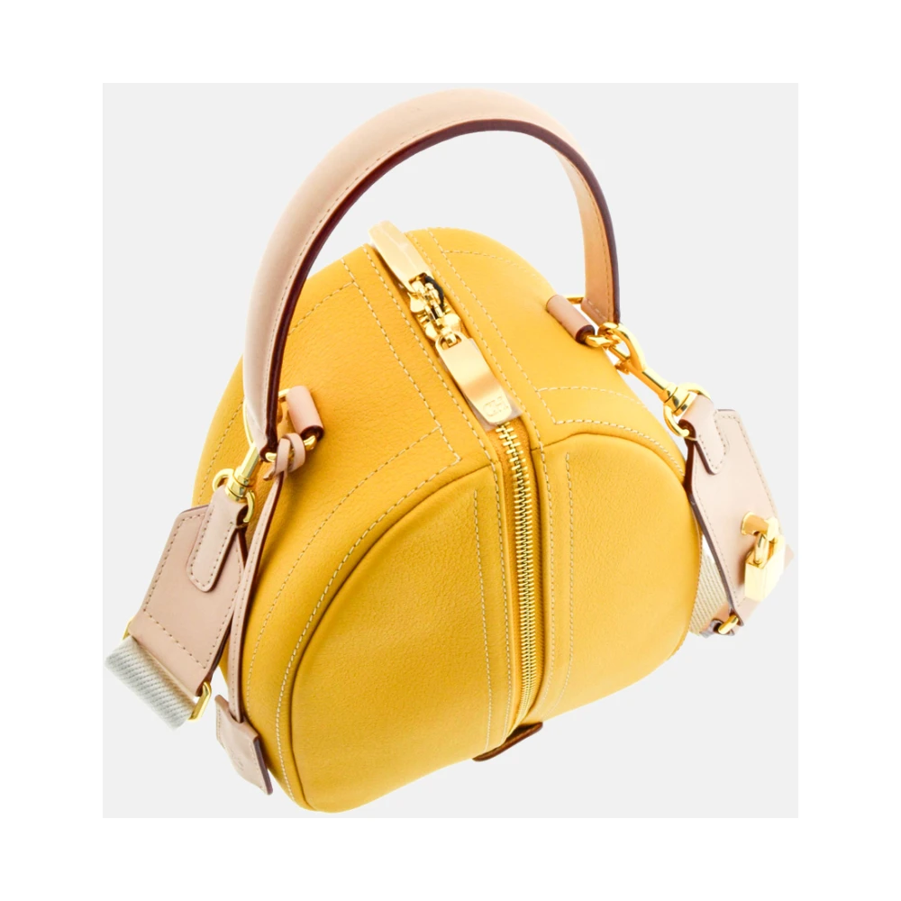 Carolina Herrera Vergrendelde Mimosa Leren Tas Yellow Dames