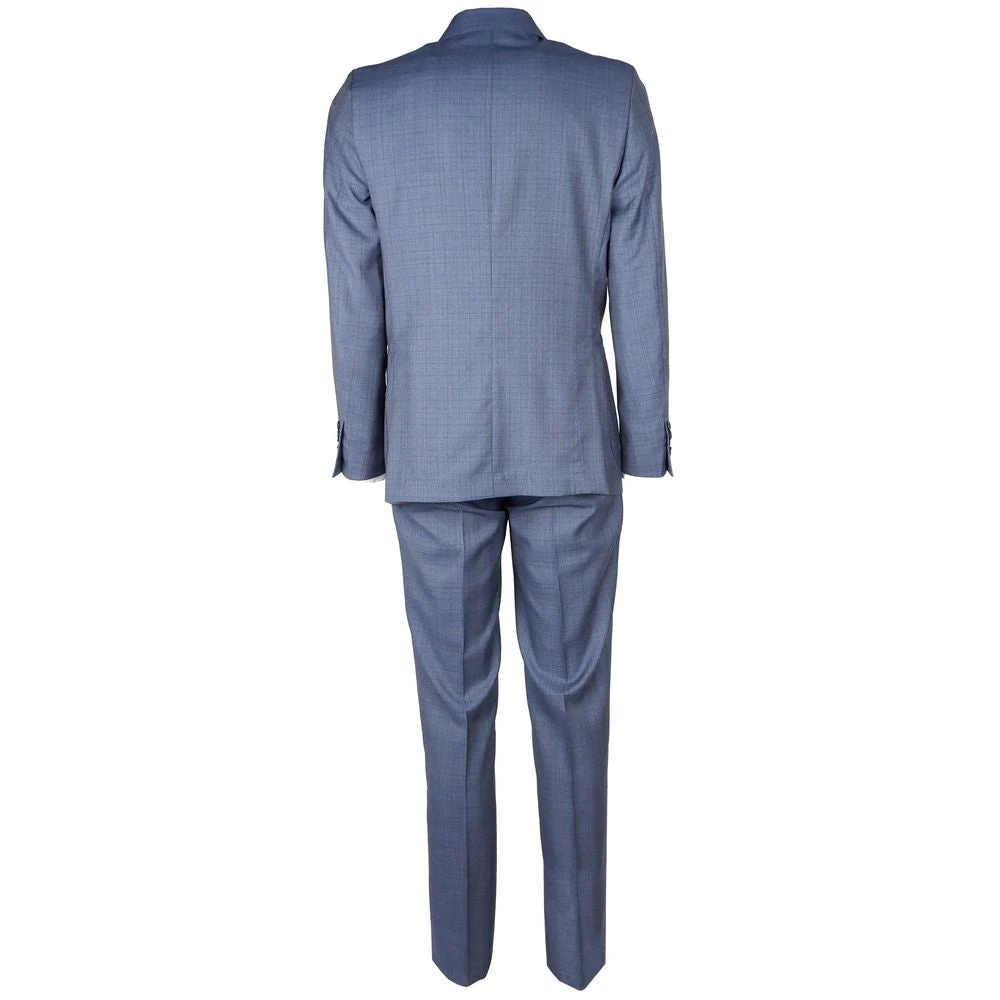 Made in Italia Blauw Wol Virgin Suit Drop 7 Blue Heren