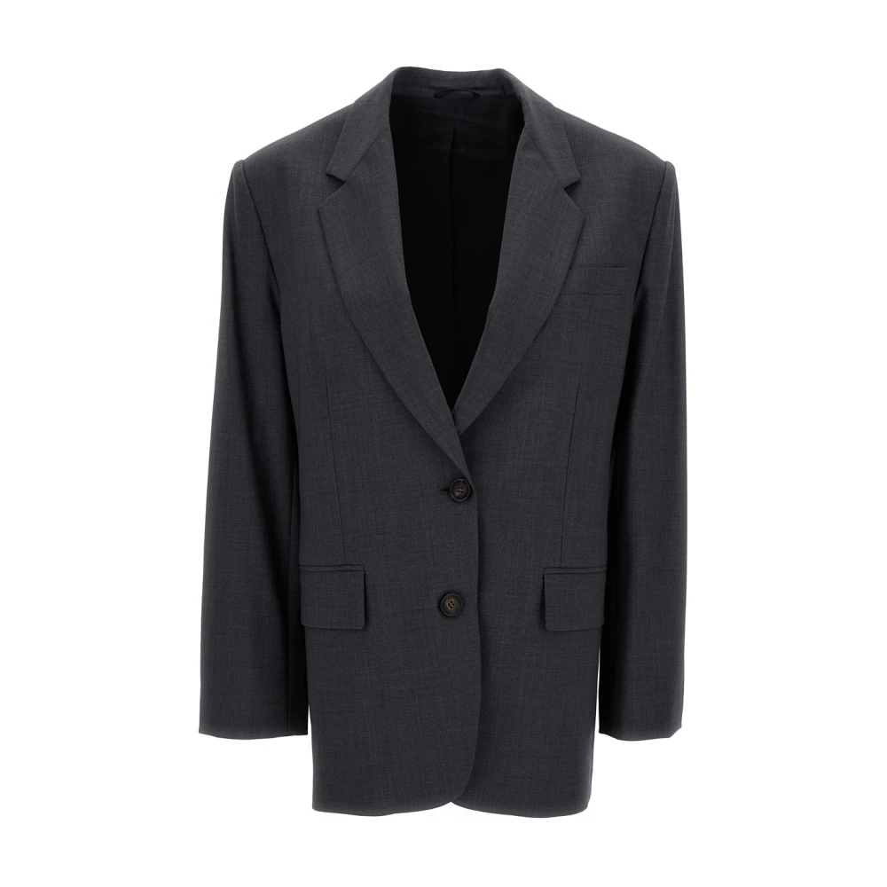 BRUNELLO CUCINELLI Grijze Wollen Blazer Jas Gray Dames