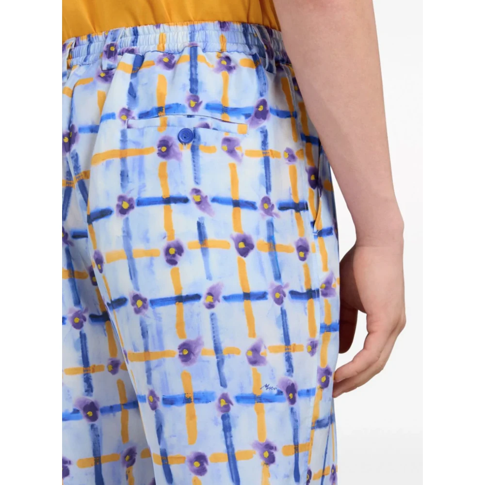 Marni Zijden Shorts met Saraband Print Multicolor Heren