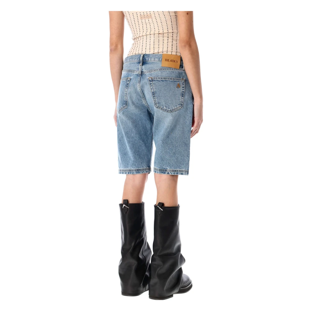 The Attico Denim Boyfriend Shorts Blue Dames