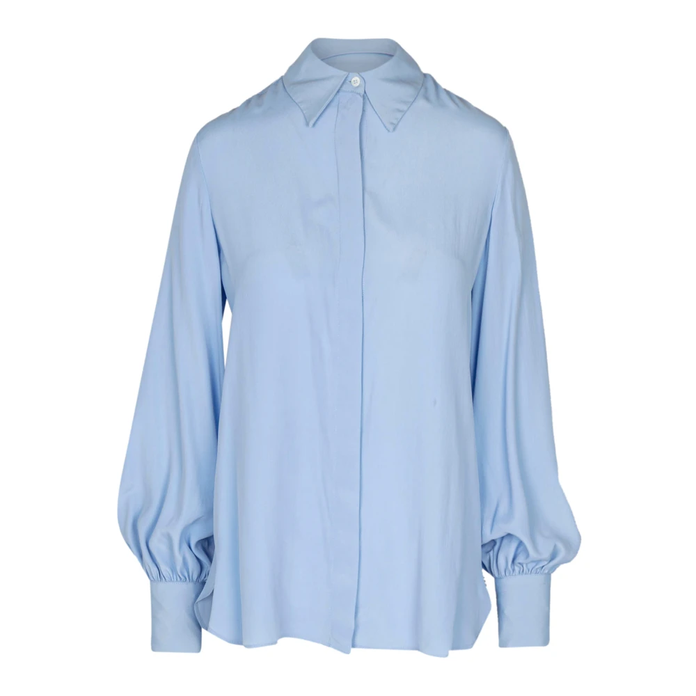 Ottod'Ame Zijden overhemd met klassieke kraag Blue Dames
