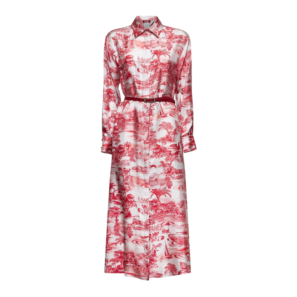 Max Mara Studio Rode Asymmetrische Geribbelde Jurk Red Dames