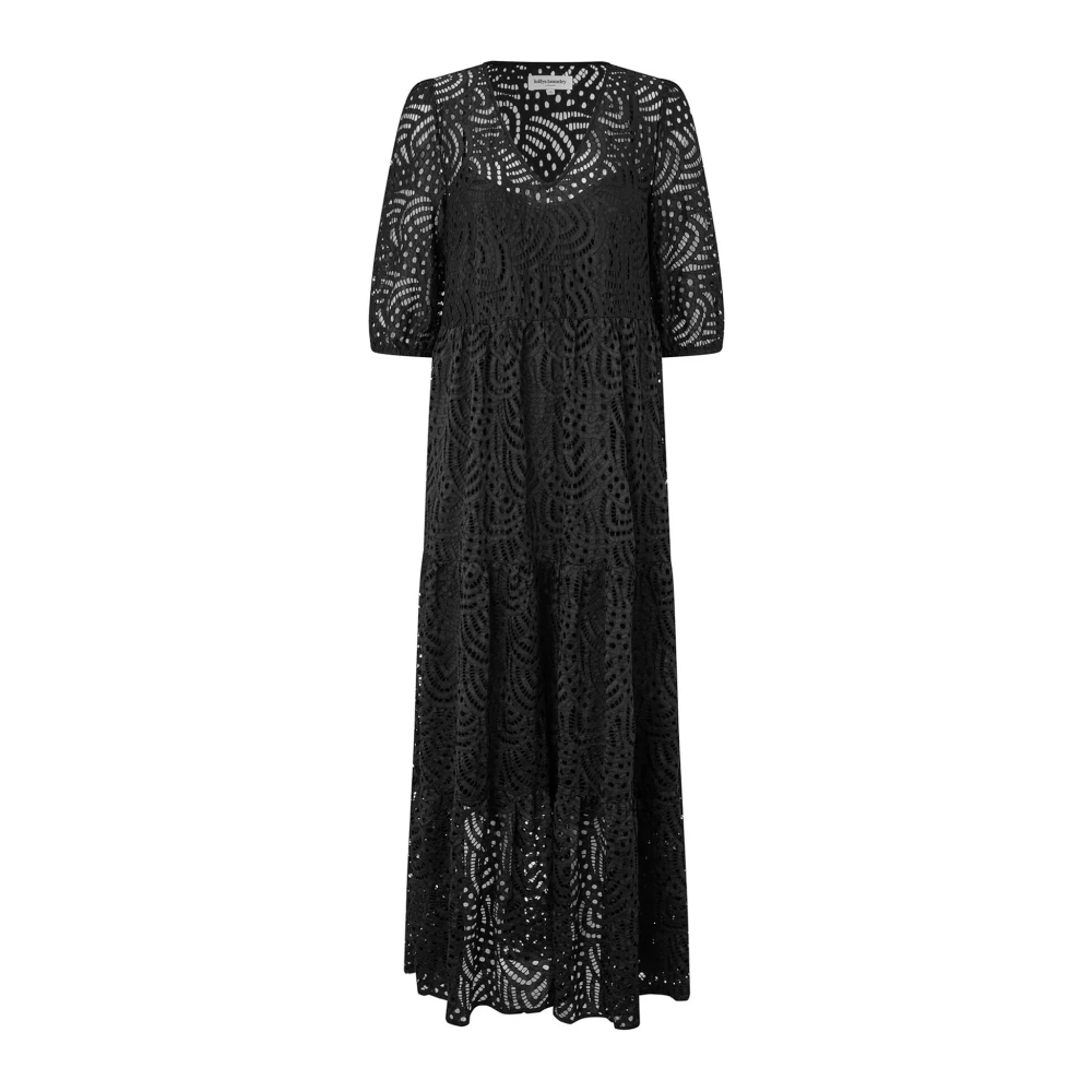 Lollys Laundry Elegante Zwarte Maxi Jurk met Kant Black Dames