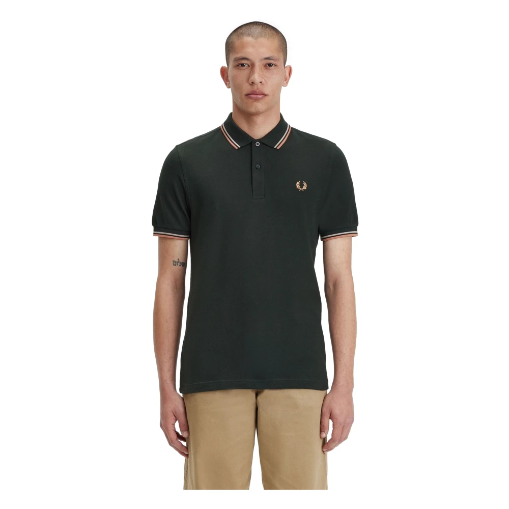 Fred Perry Groene Twin Tipped Polo Shirt Green Heren