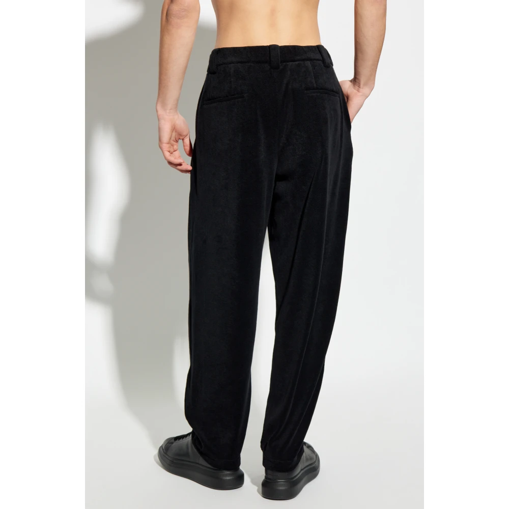 Giorgio Armani Broek gemaakt van badstof materiaal Black Heren