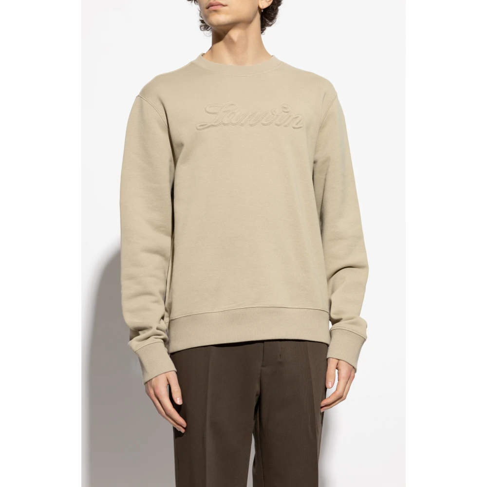 Lanvin Sweatshirt met logo Beige Heren