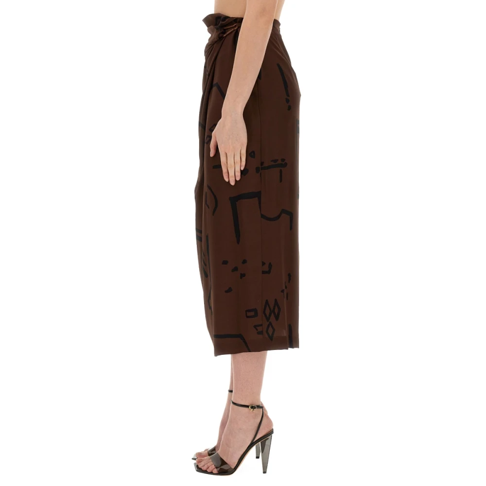 Alysi Zijden Native Print Rok Brown Dames