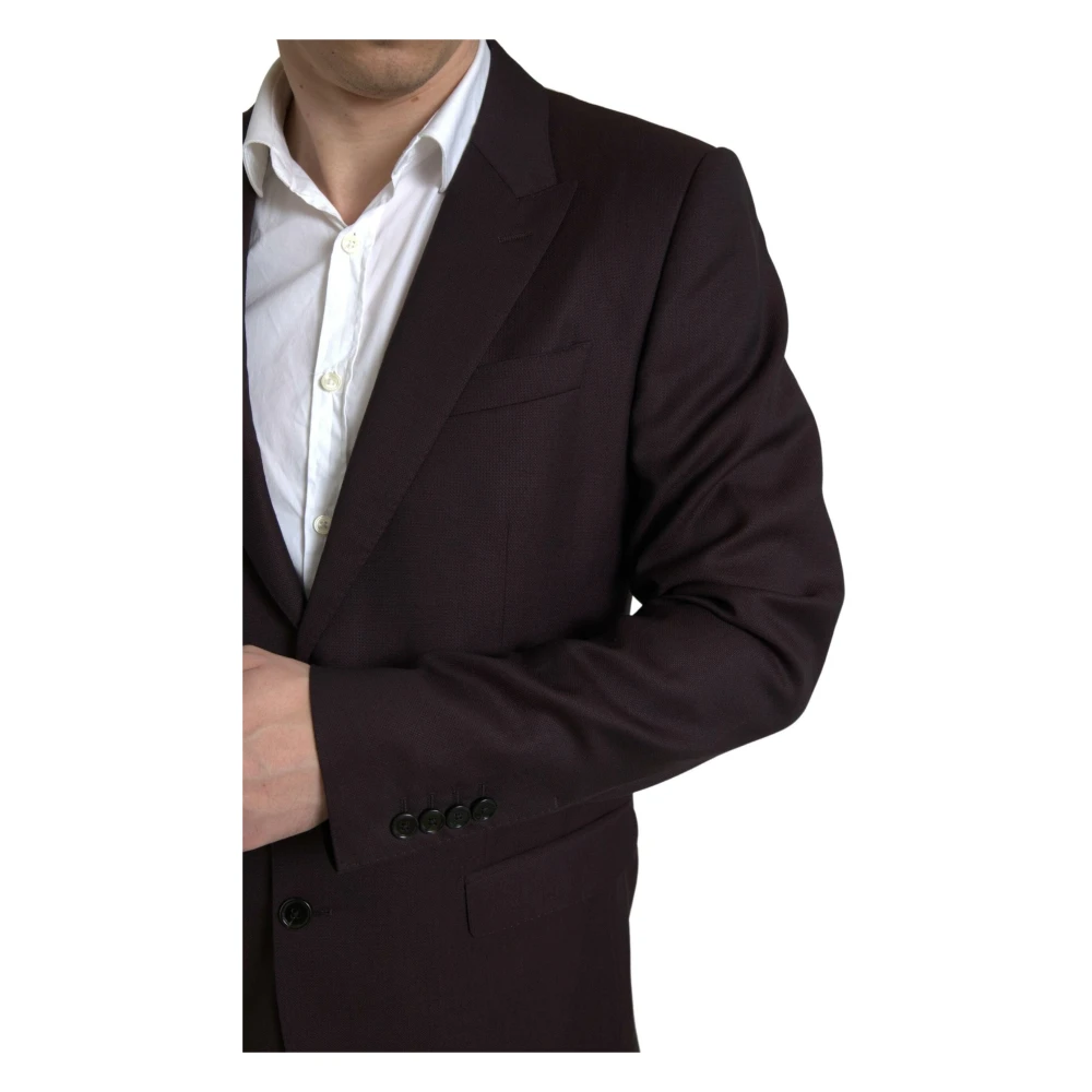 Dolce & Gabbana Maroon Martini Slim Fit Suit Set Brown Heren