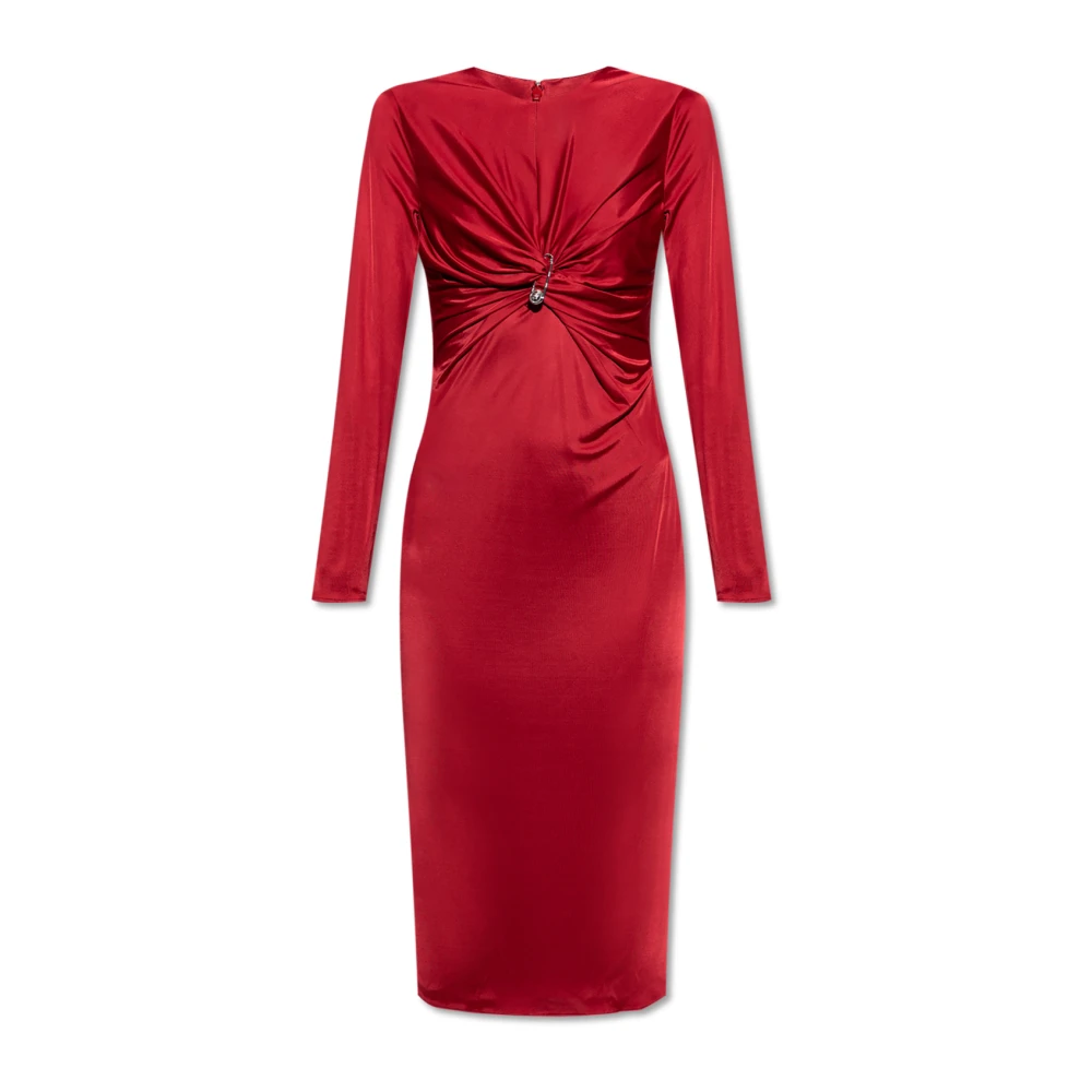 Versace Women's Red Dress With Decorative Draping - Midi Dresses - Xs - Dresses
