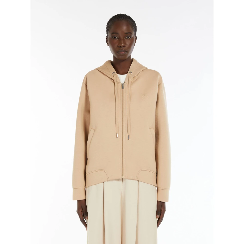 Max Mara Weekend Oversized Hoodie in Zacht Jersey Beige Dames