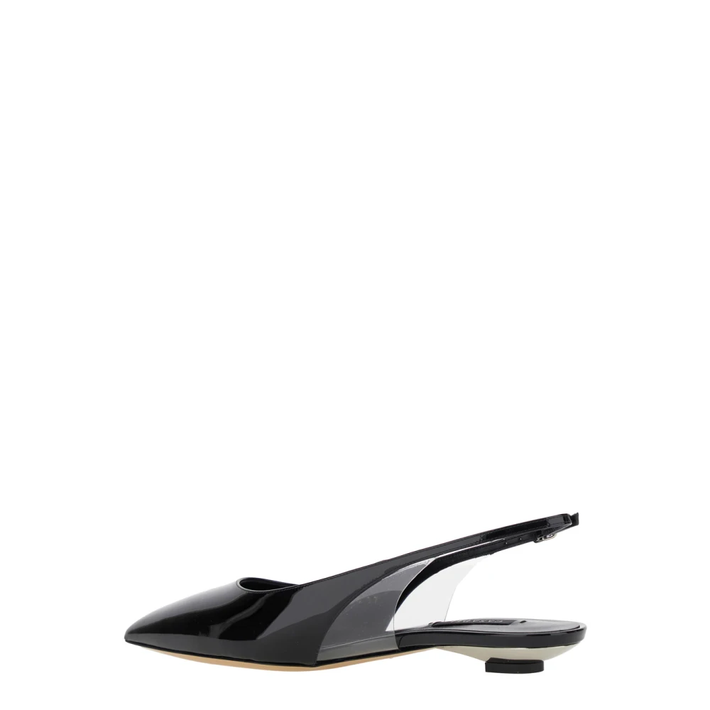 Casadei Zwarte Slingback Balletschoenen Patentleer Black Dames