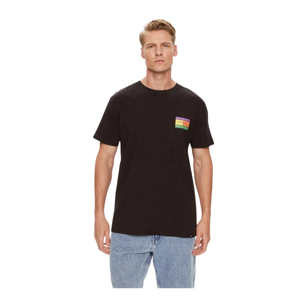 Tommy Jeans Zwarte Katoenen Print T-shirt Black Heren