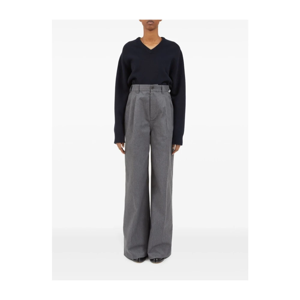 Maison Margiela Hoge Taille Wijde Pijp Broek Grigio Gray Dames