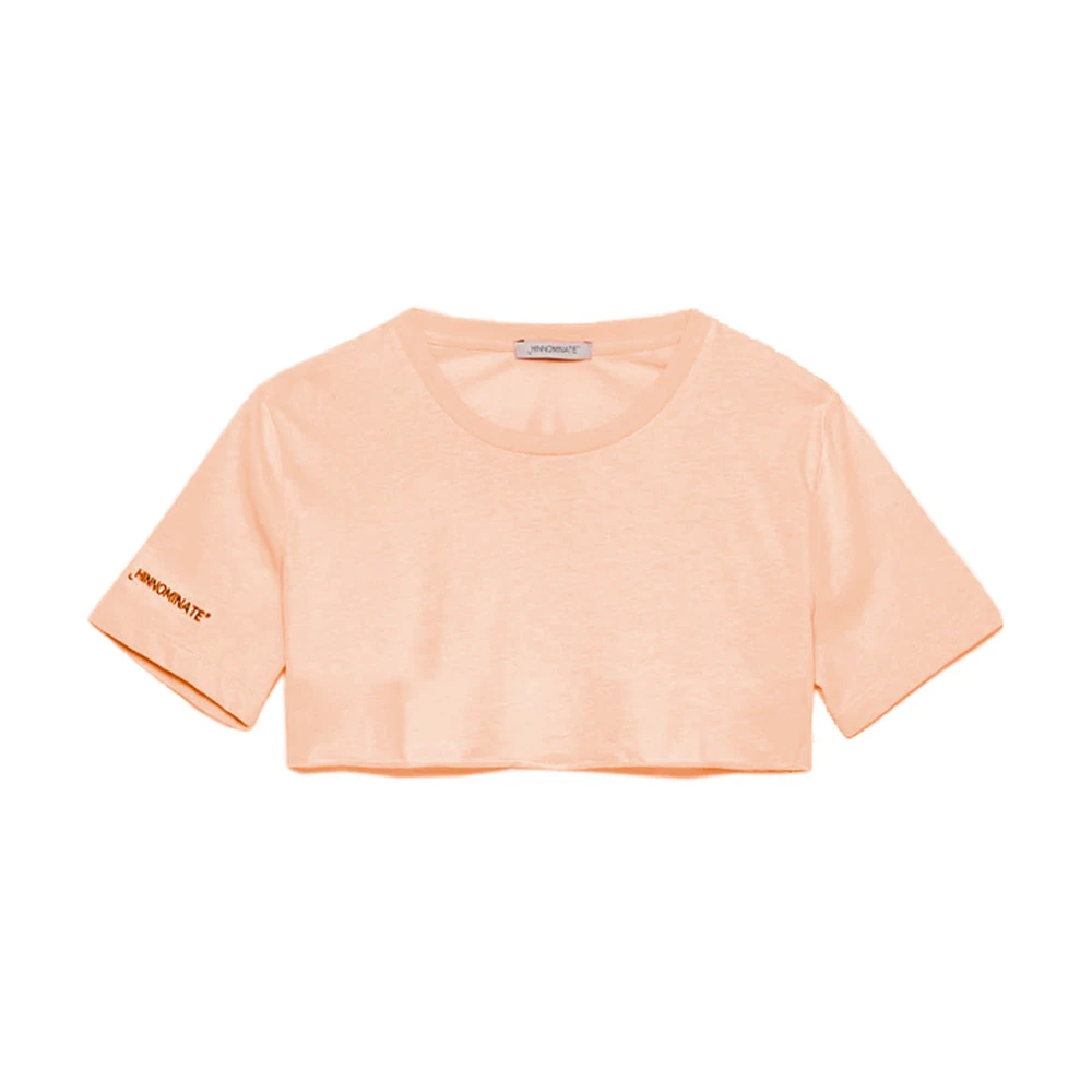 Hinnominate Katoenen T-shirt met achteruitsnijding Pink Dames