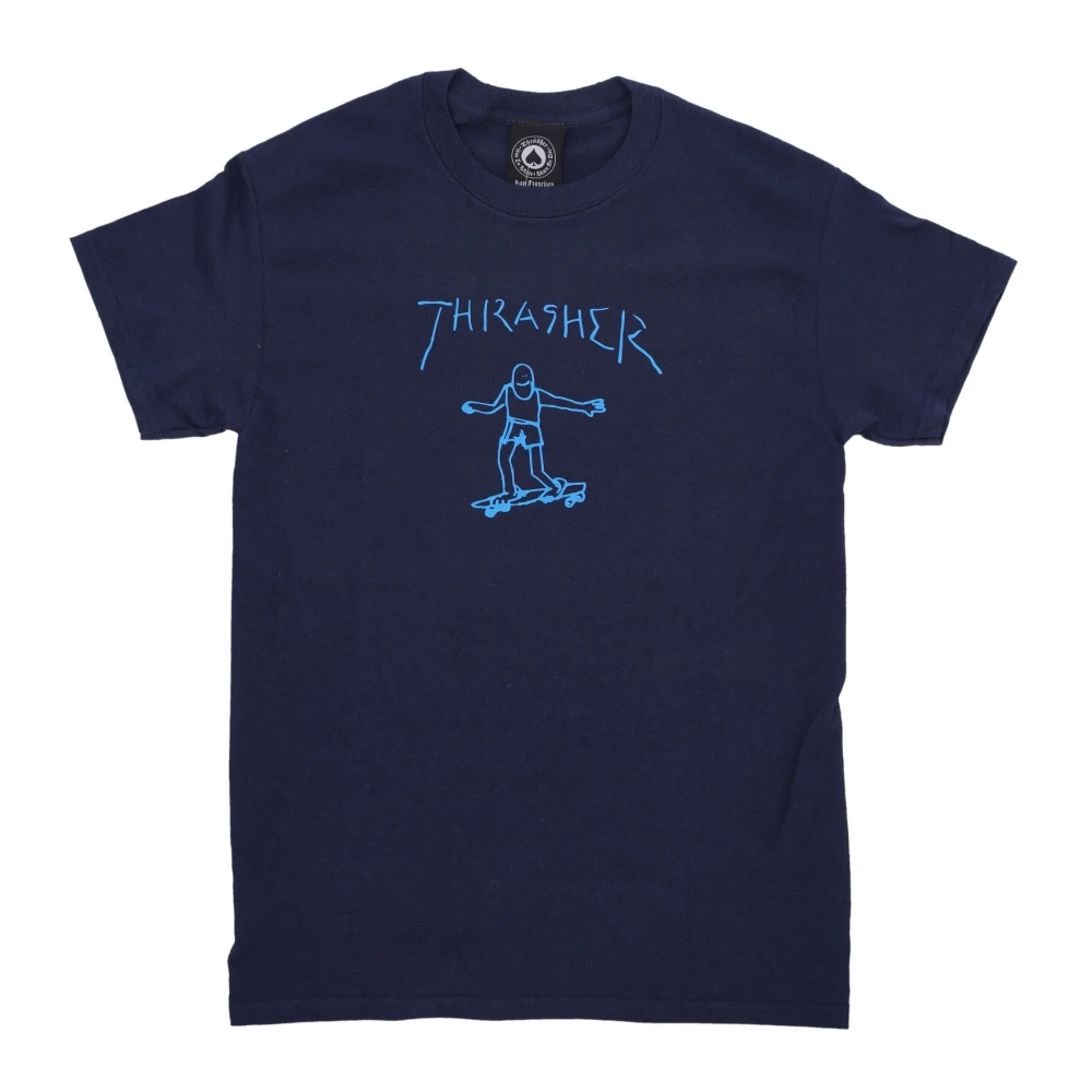 Thrasher Men's Blue T-Shirts, S, Logo Print Tee Navy/Light