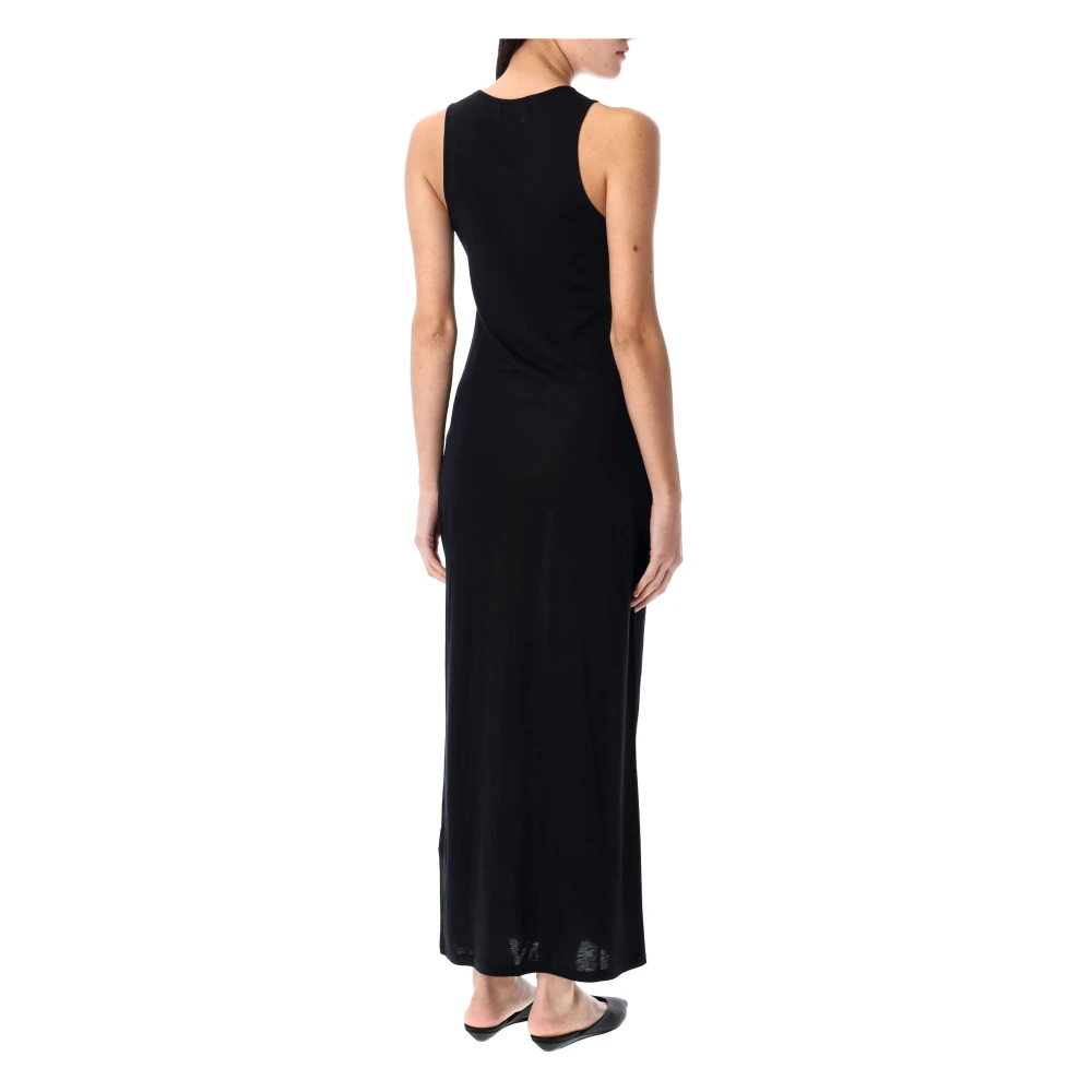 Loulou Studio Zwarte Jurk met Scoop Halsmouwloos Black Dames